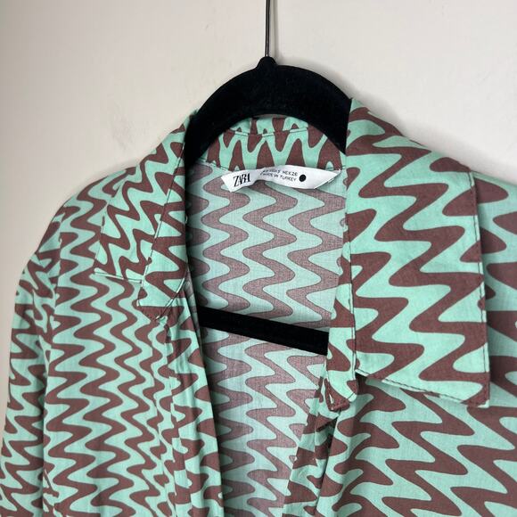 Zara Lissie Shirt Printed‎ Tunic Long Sleeve Blouse Boho Bloggers Favorite Small - Picture 5 of 9